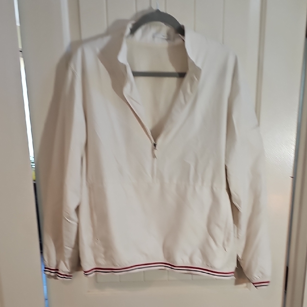 LizGolf Cream Pullover Jacket with Red and Black Trim XL